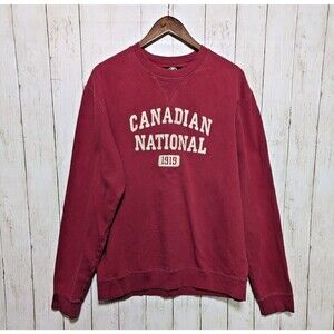Canadian National 1919 Red Crewneck Sweatshirt Size Large Made in Canada